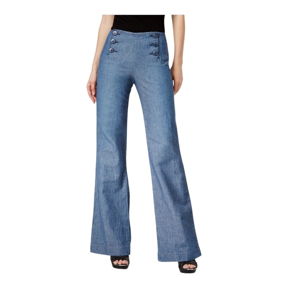 Sanctuary Linen/cotton blend wide leg sailor trouser jean. Sz 28 - Picture 1 of 15